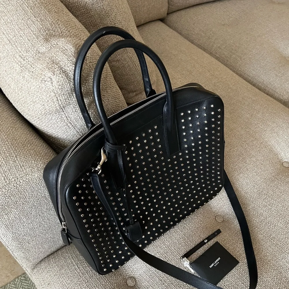 Saint Laurent YSL Sac Museum Black Studded Crossbody Bag NWT - Picture 3 of 16